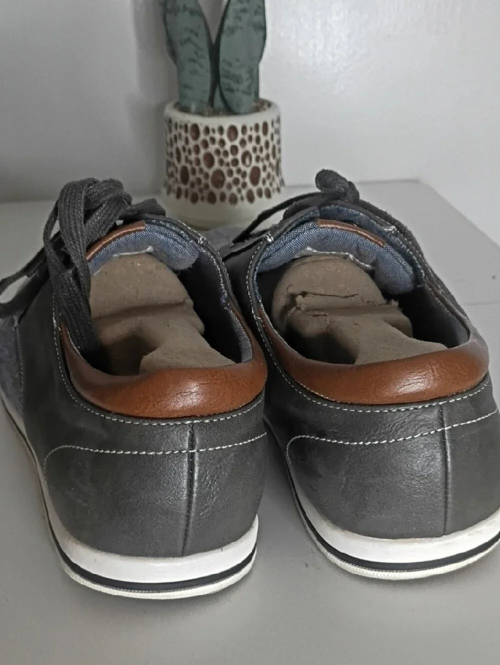 Bruno Marc Men’s Denim Lace-Up Sneakers in Gray with Black Trim 9.5